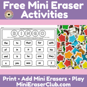 Free High-Frequency Word Bingo with Mini Erasers by Mini Erasers Co.